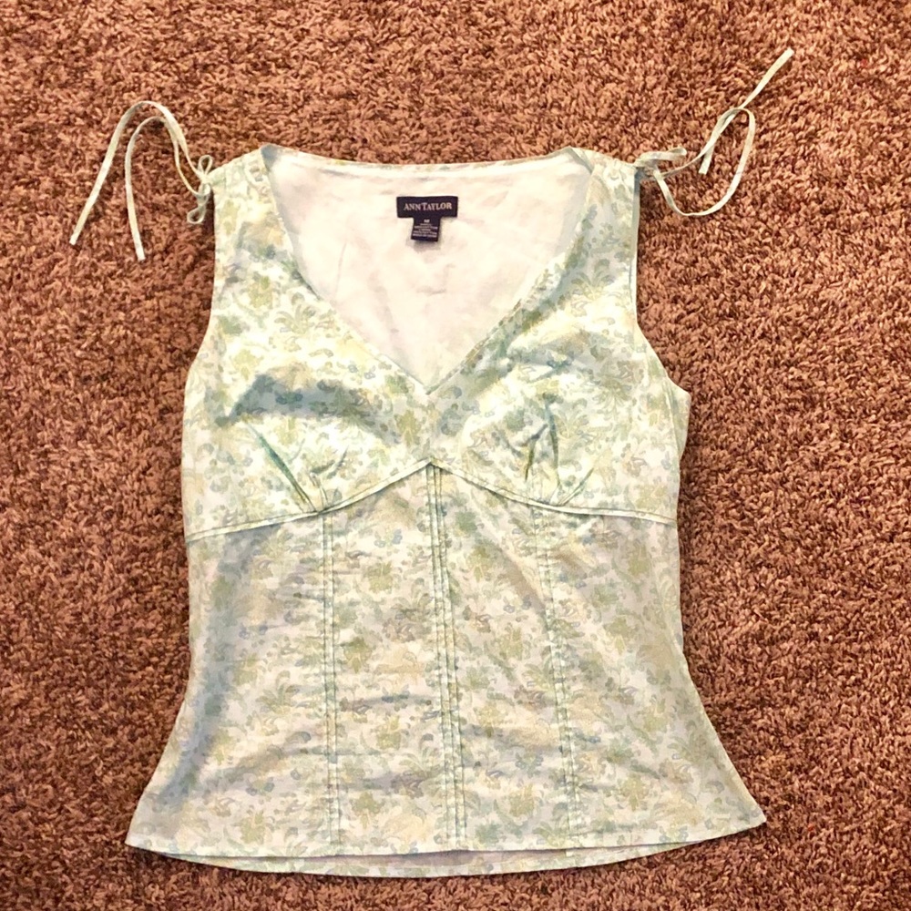 Ann Taylor Cotton Green Sleeveless Top